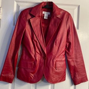 WORTHINGTON GENUINE LEATHER BLAZER/JACKET/COAT W/ POCKETS LENGTH SIZE XS